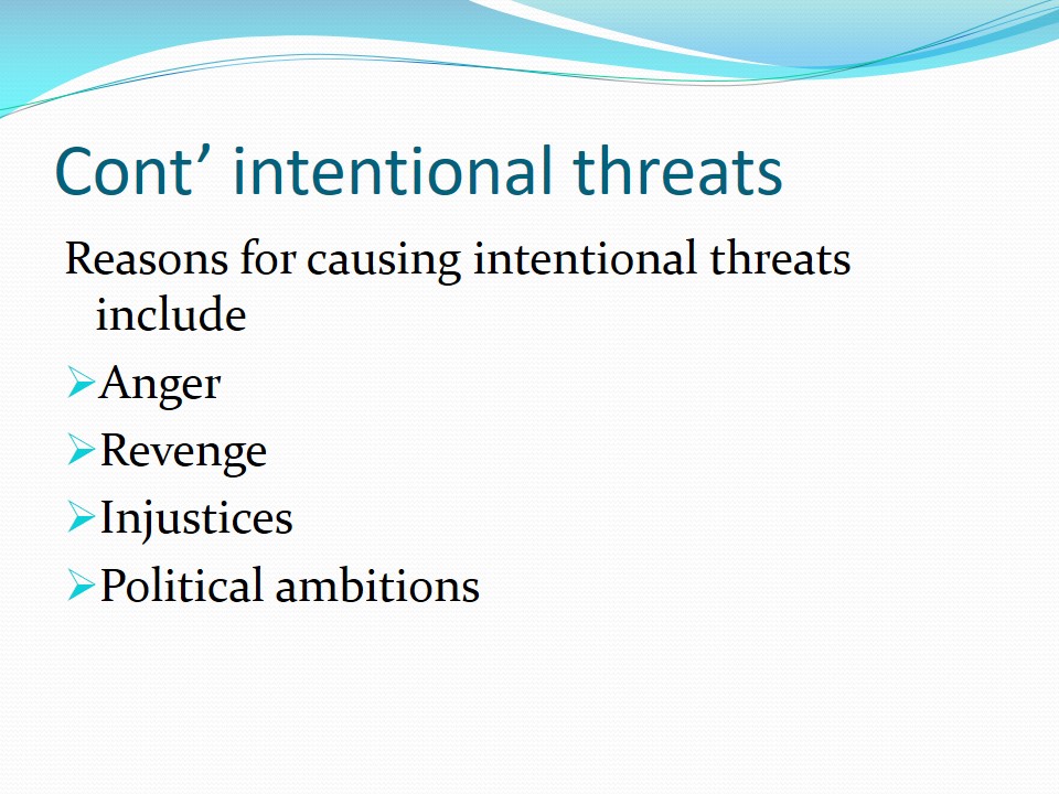 Human Threats Intentional Accidental Negligent Words