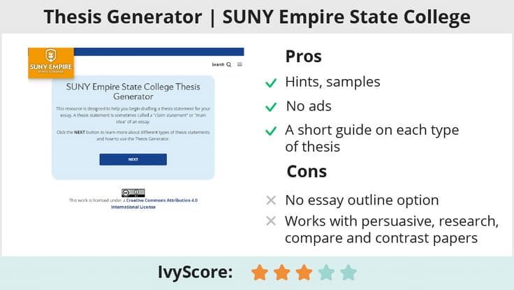 SUNY Empire State College Thesis Generator app description.