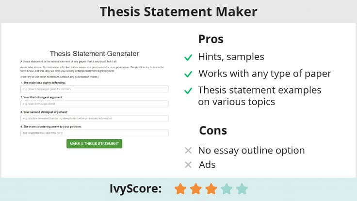 Thesis Statement Maker app description.