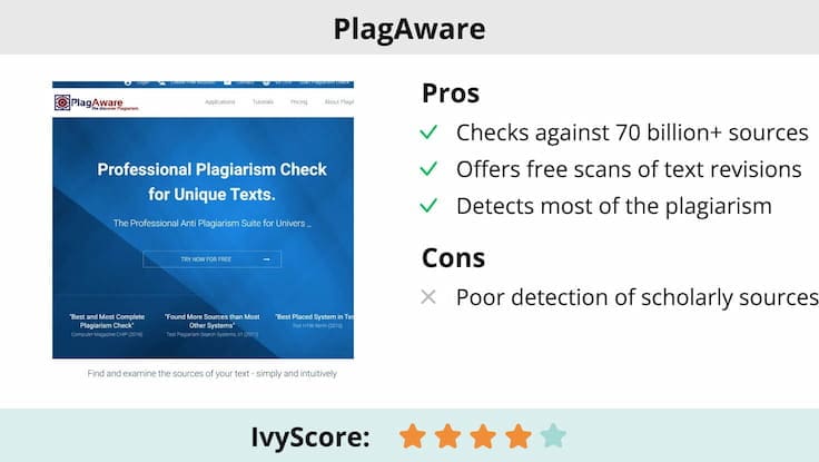 This image shows the pros and cons of Copyscape plagiarism checker.