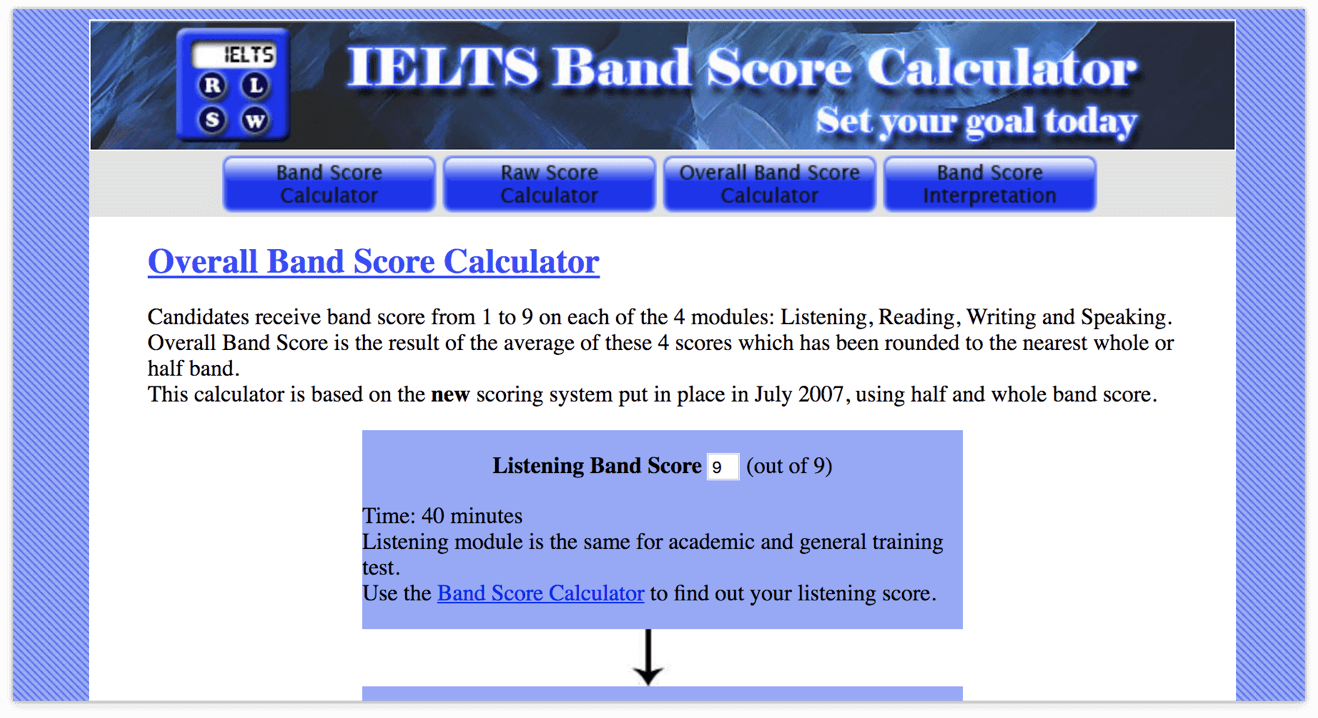 IELTS Overall Band Score Calculator