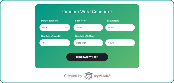 IvyPanda Random Word Generator.