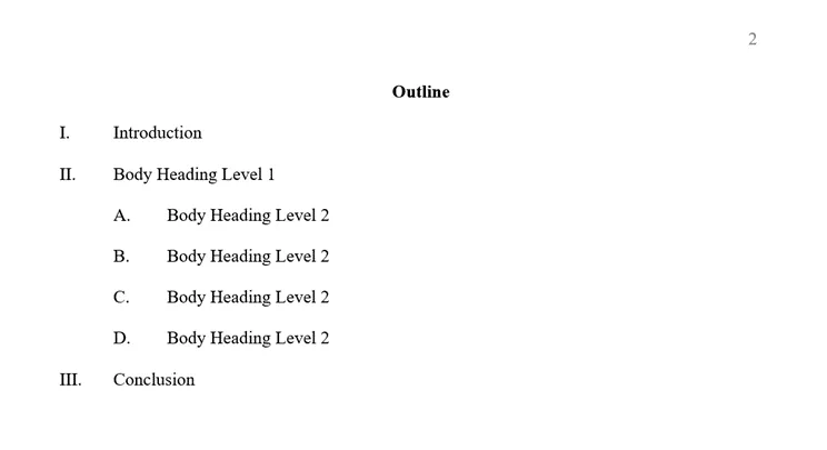 Sample of an outline in Chicago style paper.