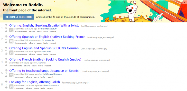 Language exchange reddit