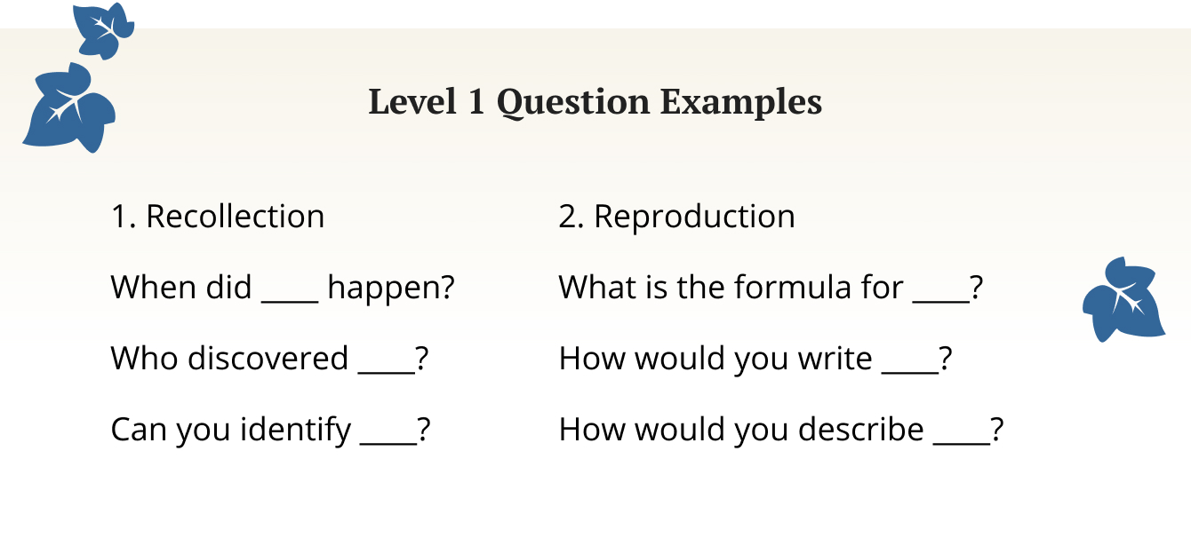Level 1 question examples.