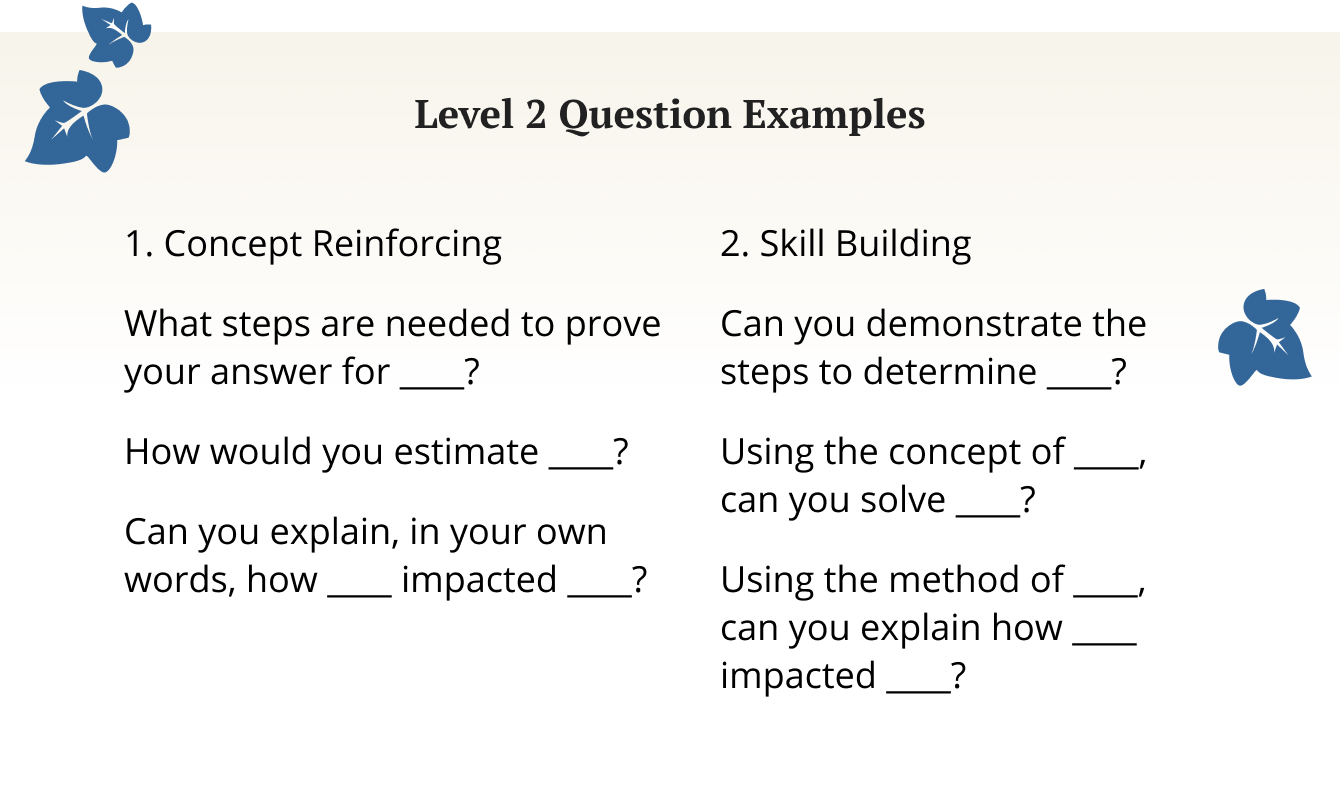 Level 2 question examples.