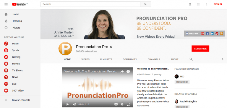 Pronunciation Pro YouTube Channel