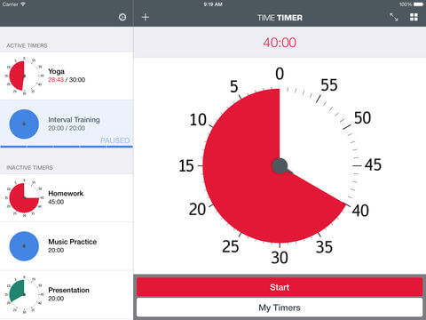 Time Timer App is a customizable visual timer.