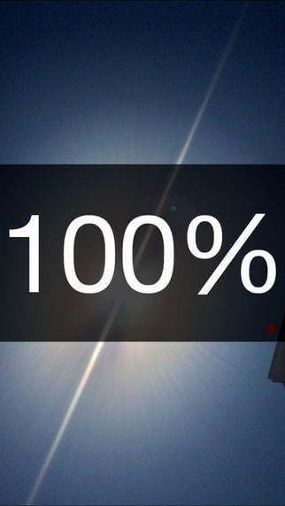 Light Detector IPhone App Screenshot with big title “100%”.