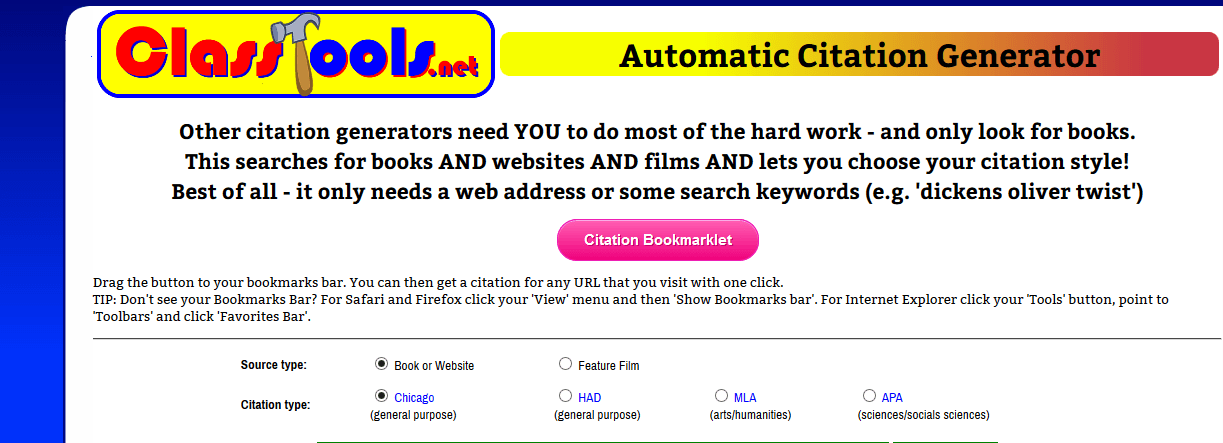 ClassTolls.net - Automatic Citation Generator.