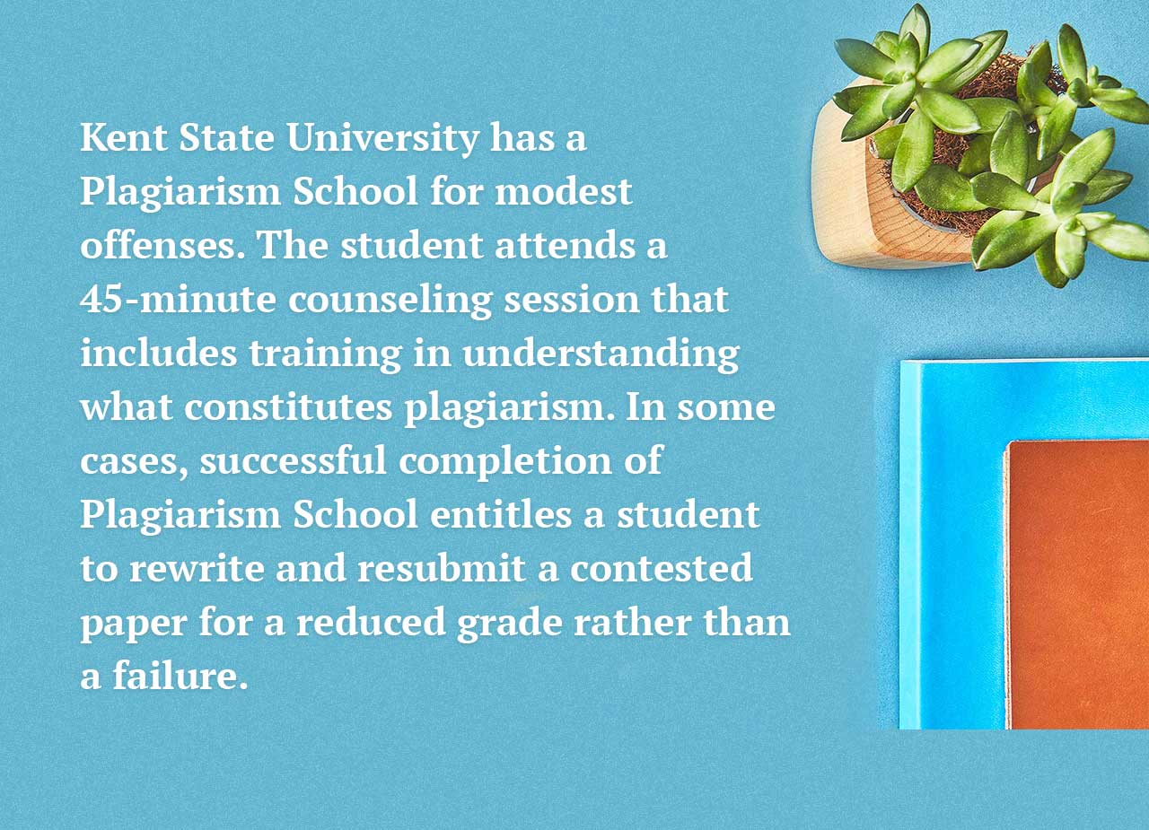 Kent State University has a Plagiarism School for Modest Offenses.