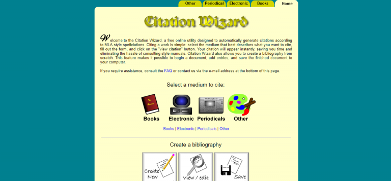Citation Wizard Site Home Page