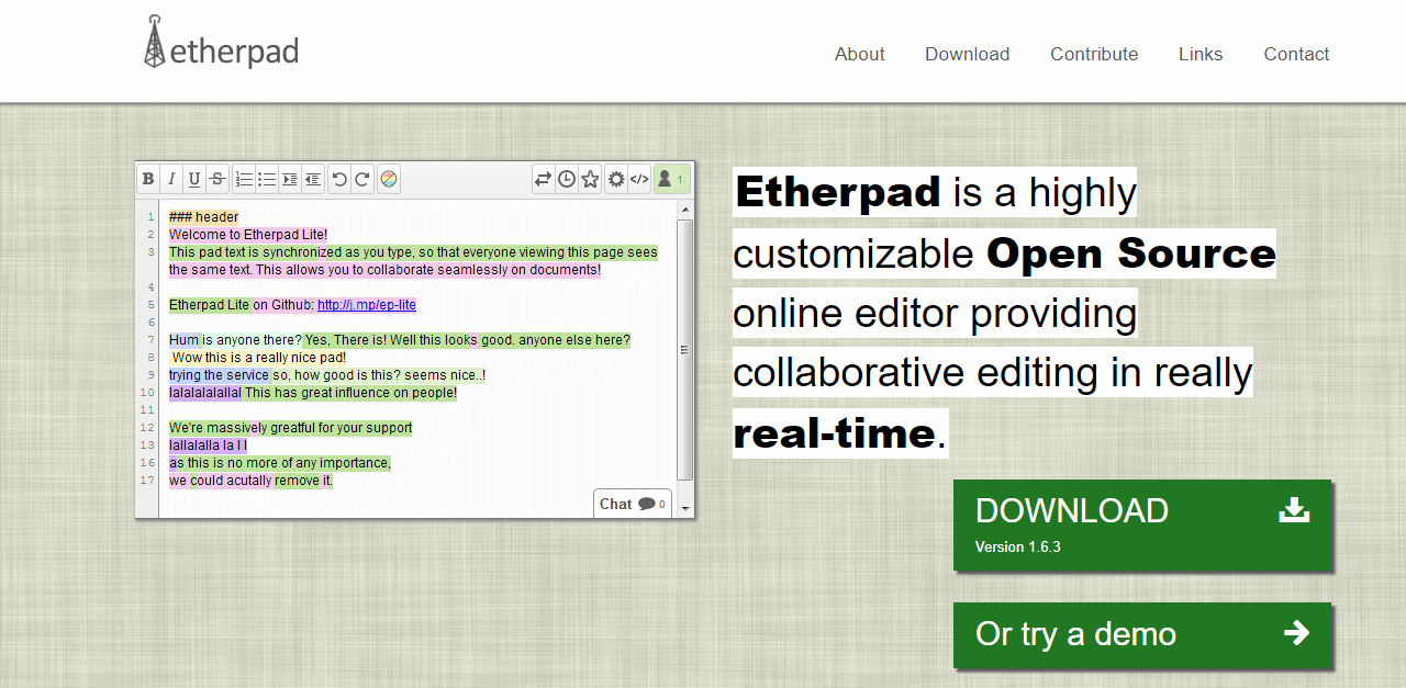 Etherpad is a Highly Customizable Open Source Online Editor Providing Collaborative Editing.
