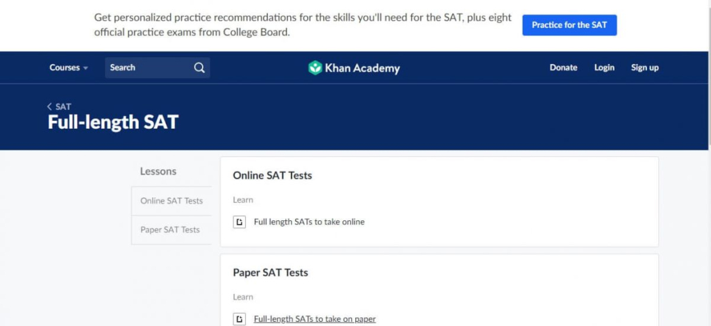 Full Length SAT Tests At Khan Academy