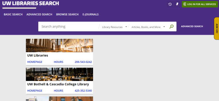 UW Libraries Search