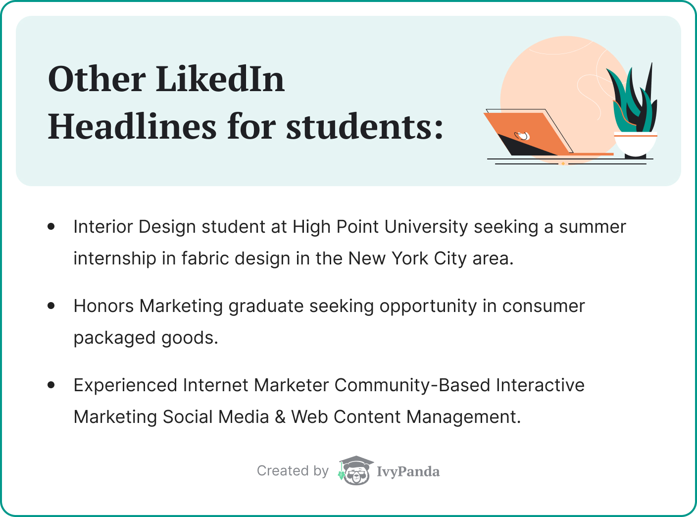 LinkedIn headline examples for students.
