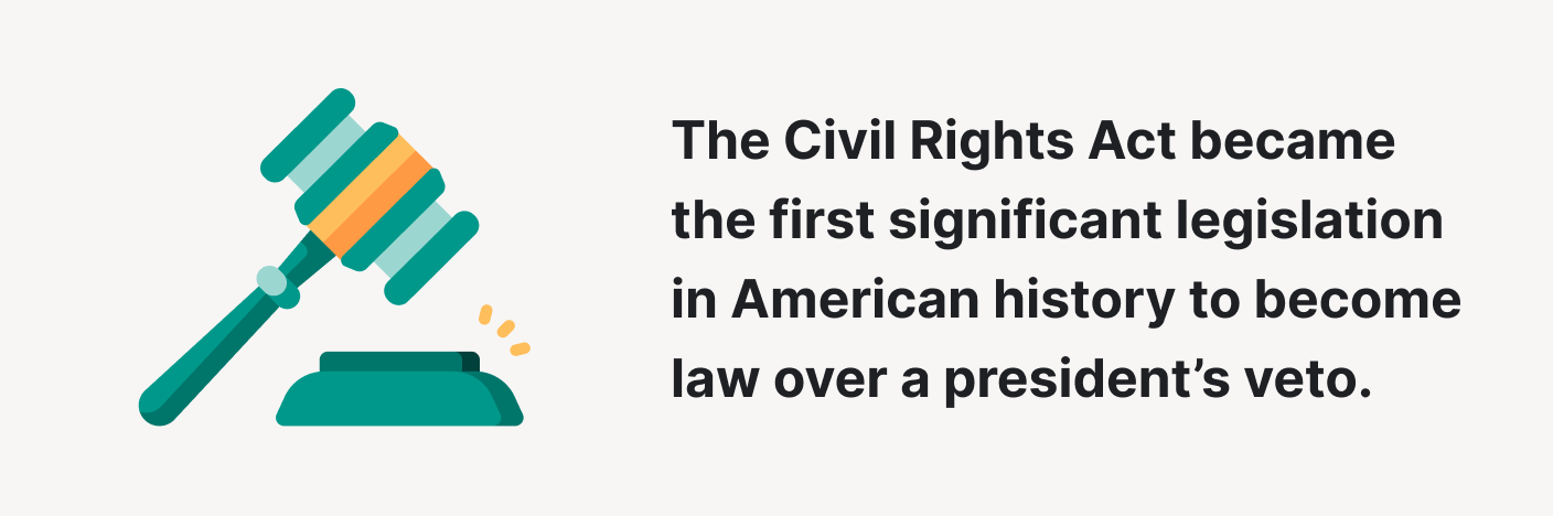 The Civil Rights Act became law over a president's veto.