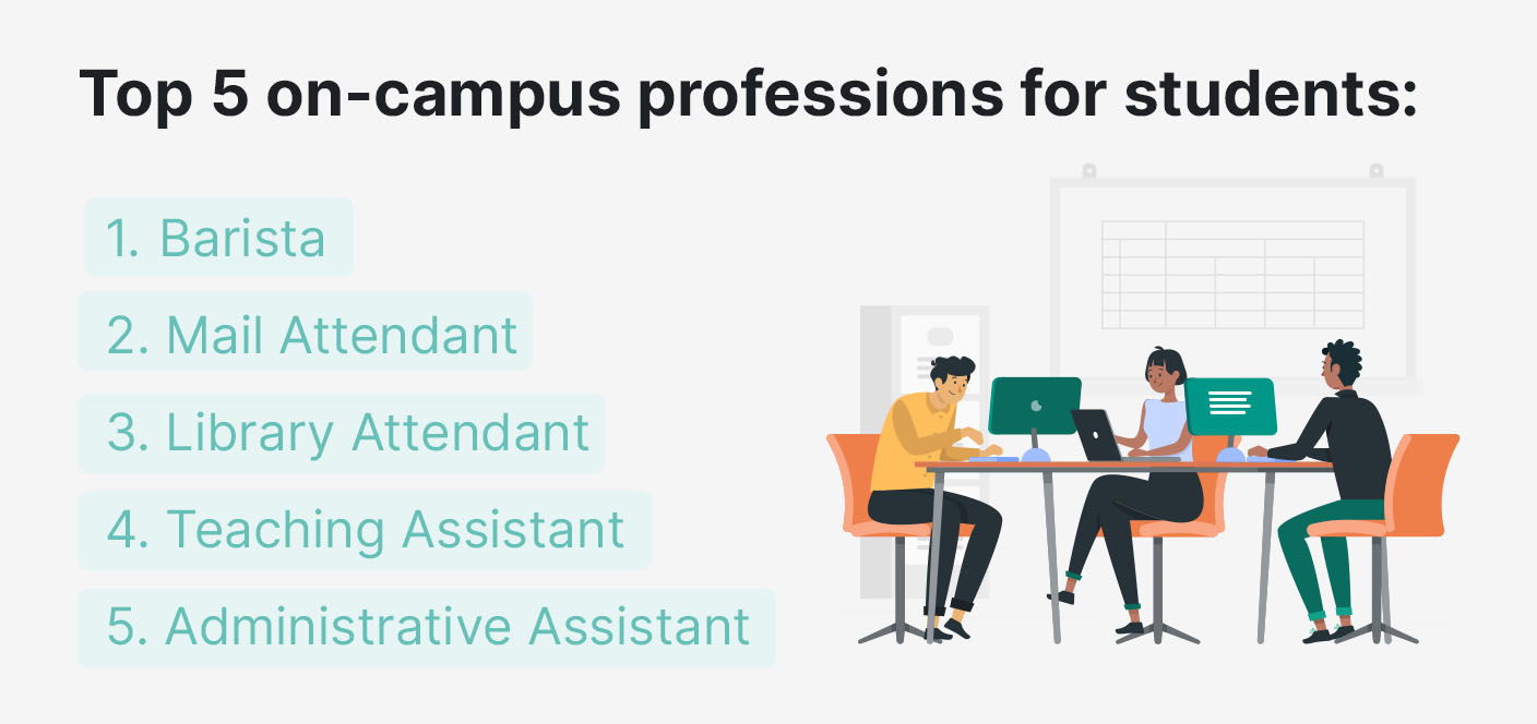 Top on-campus professions for students.