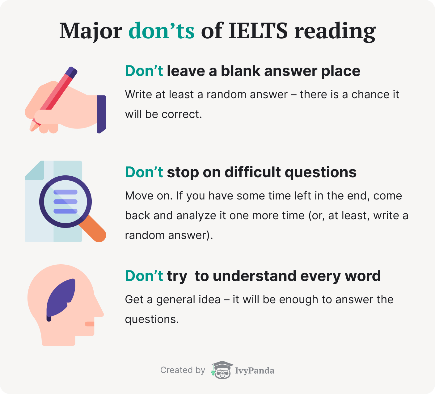 What a student cannot do during IELTS reading.