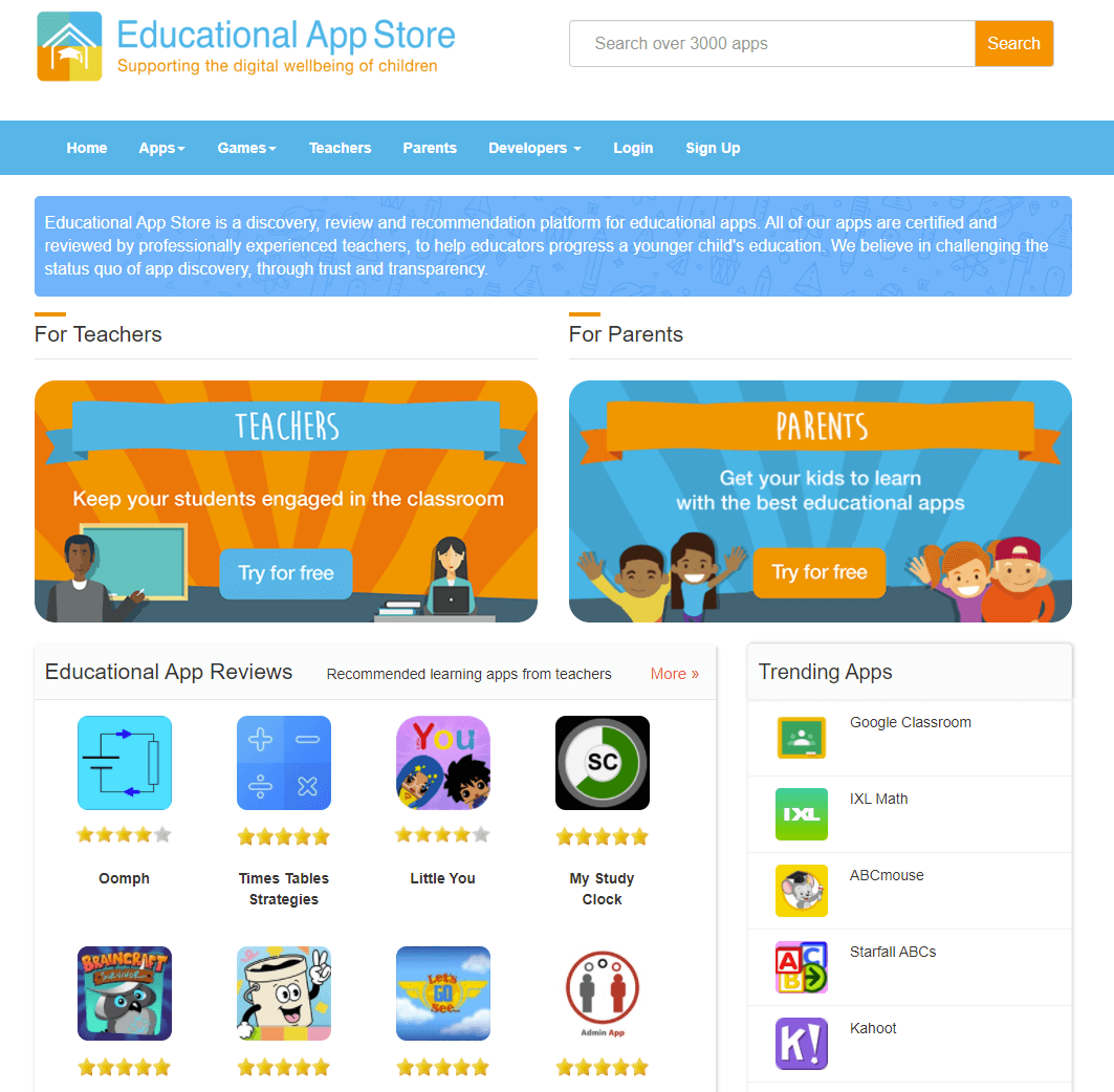 Educational App Store Screenshot.