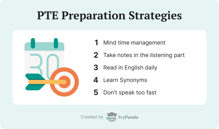 The picture contains a list of PTE preparation strategies.