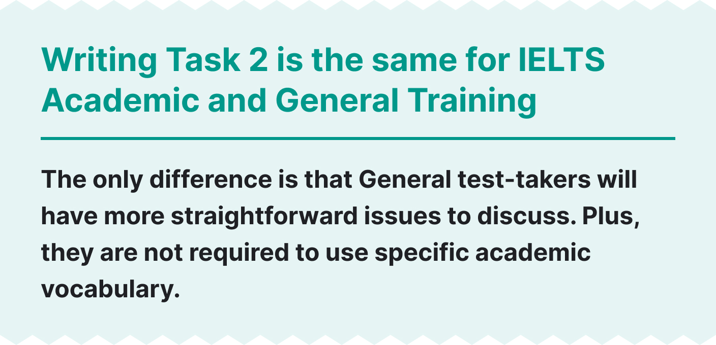 IELTS Writing Task 2 for IELTS Academic and General Training.