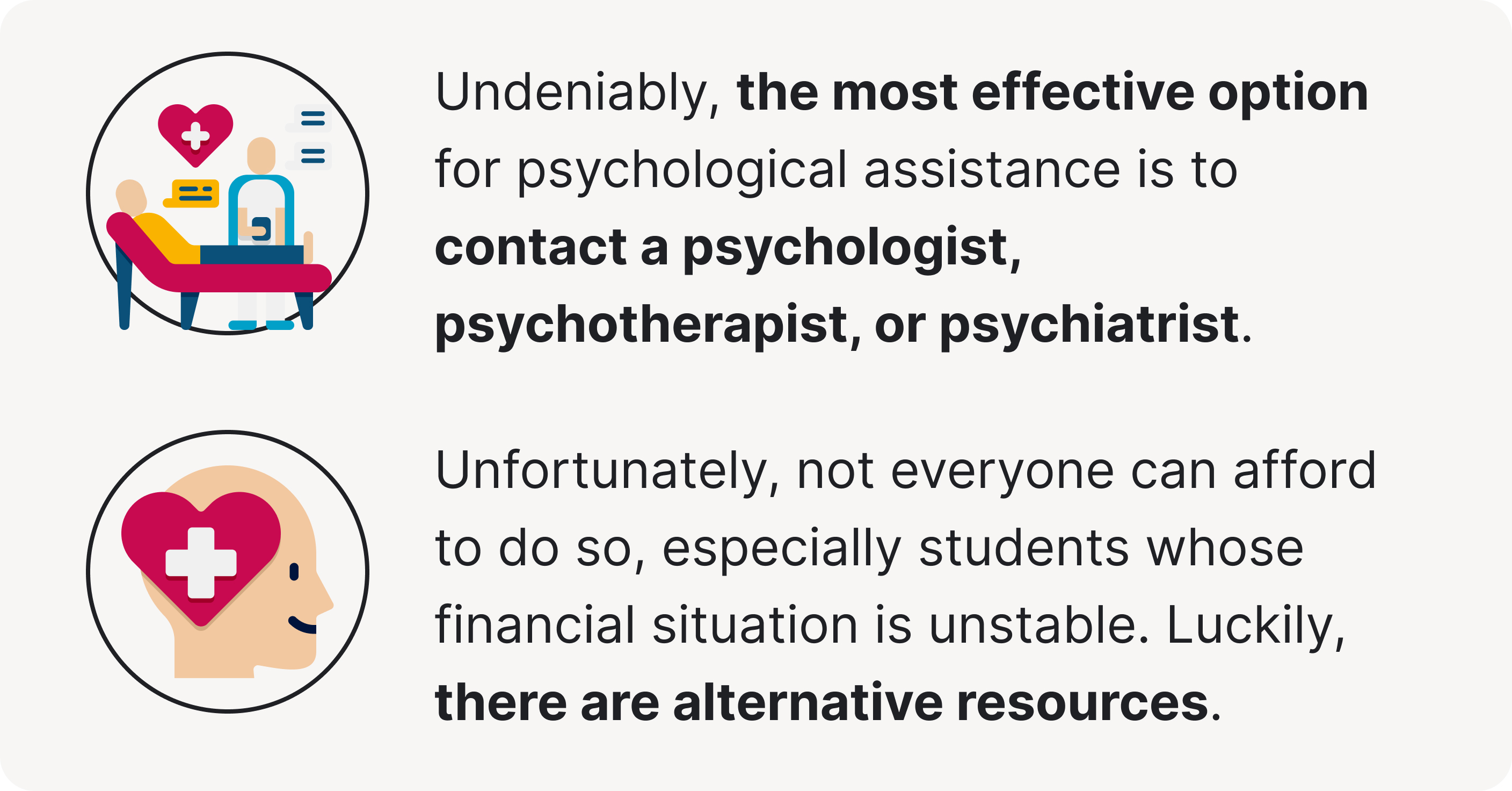 In case of mental health issues, it's better to contact a professional.