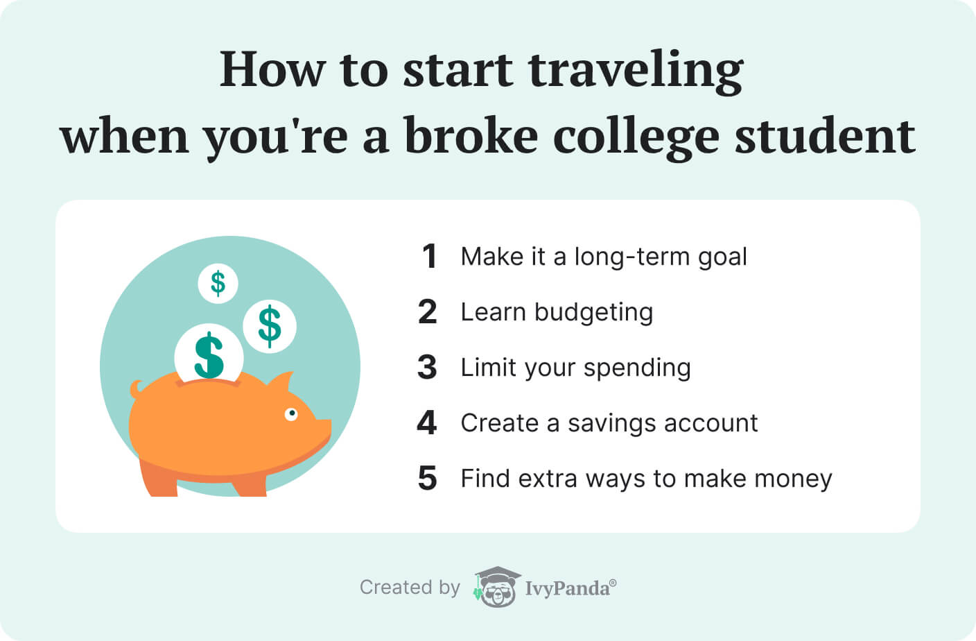 The picture contains a list of tips on budget student traveling.