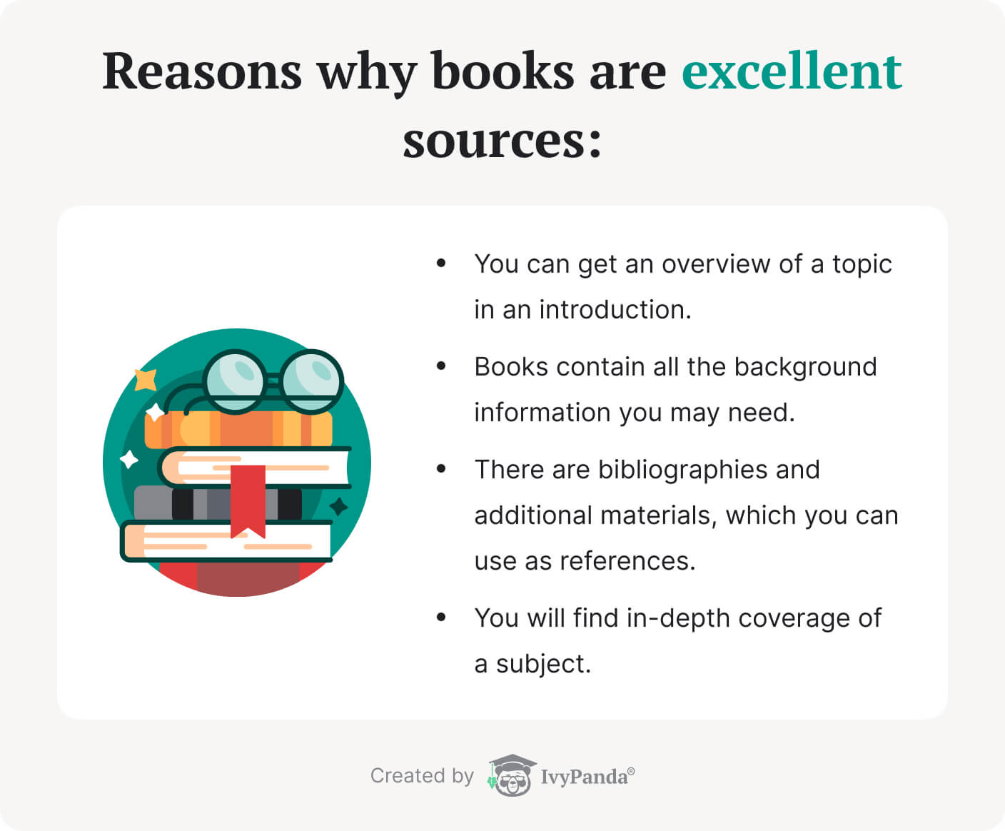 Reasons to use books as sources.