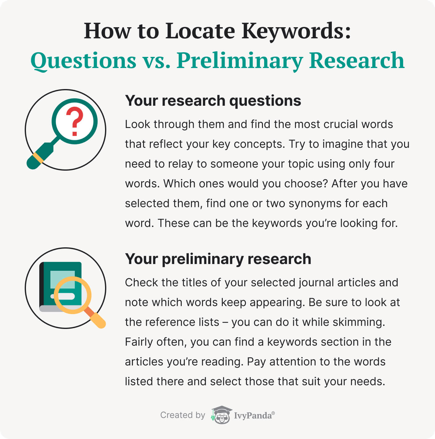 How to locate keywords for research.