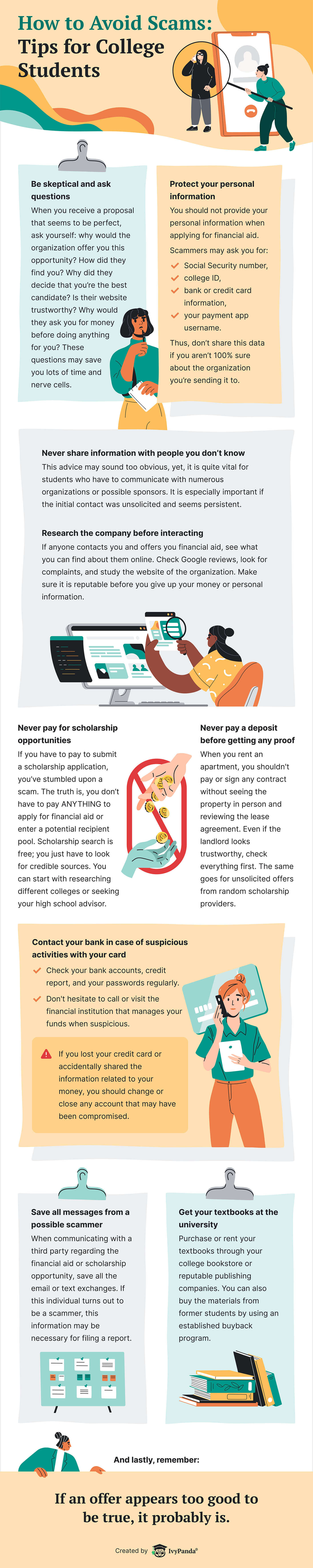 The infographic shows tips for college students.