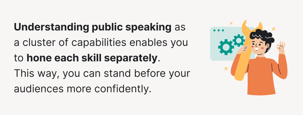 Public speaking is a cluster of capabilities.