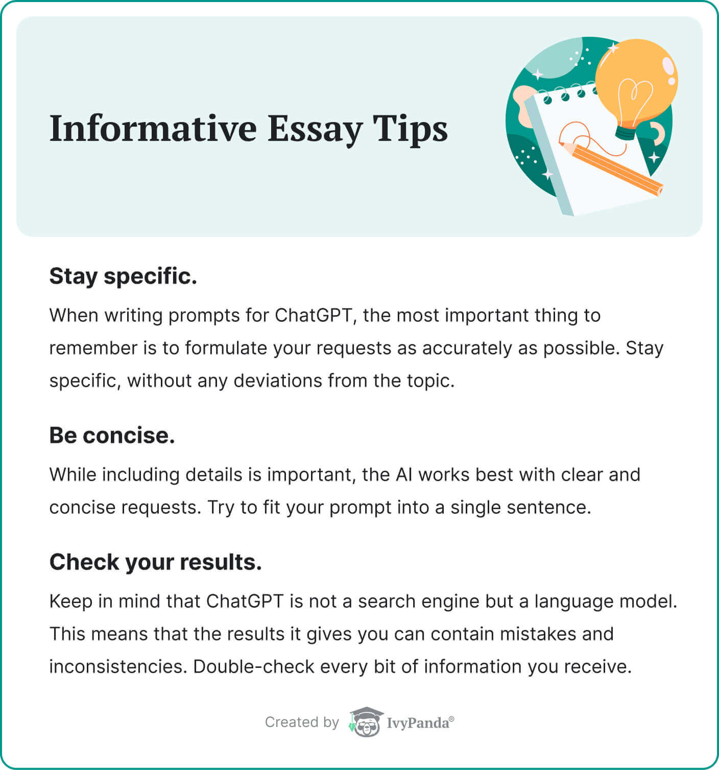 Tips for generating informative essays in ChatGPT.