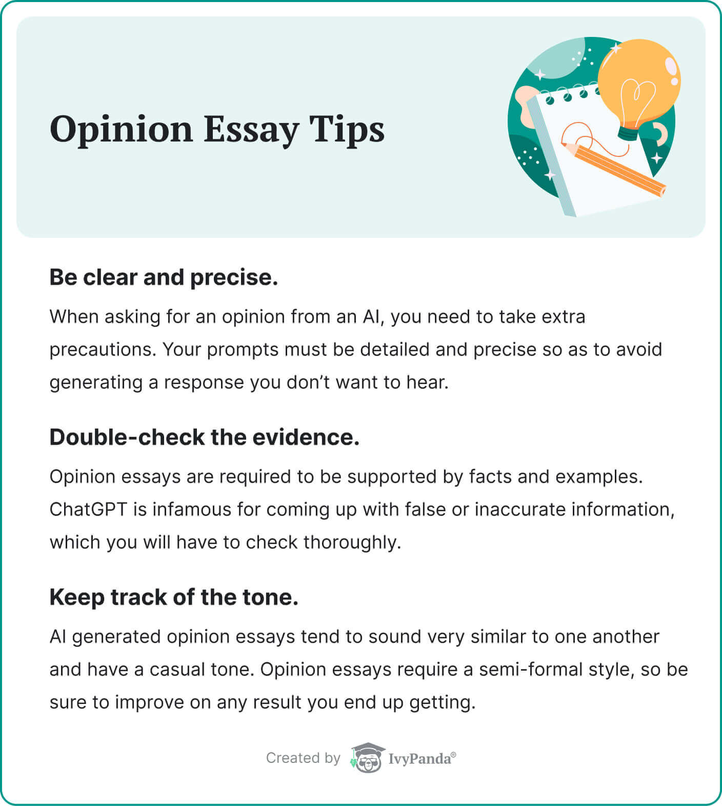 Tips for generating opinion essays in ChatGPT.