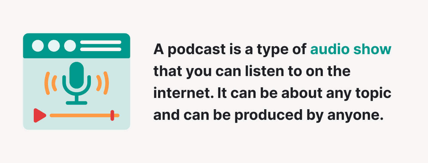The picture explains what a podcast is.