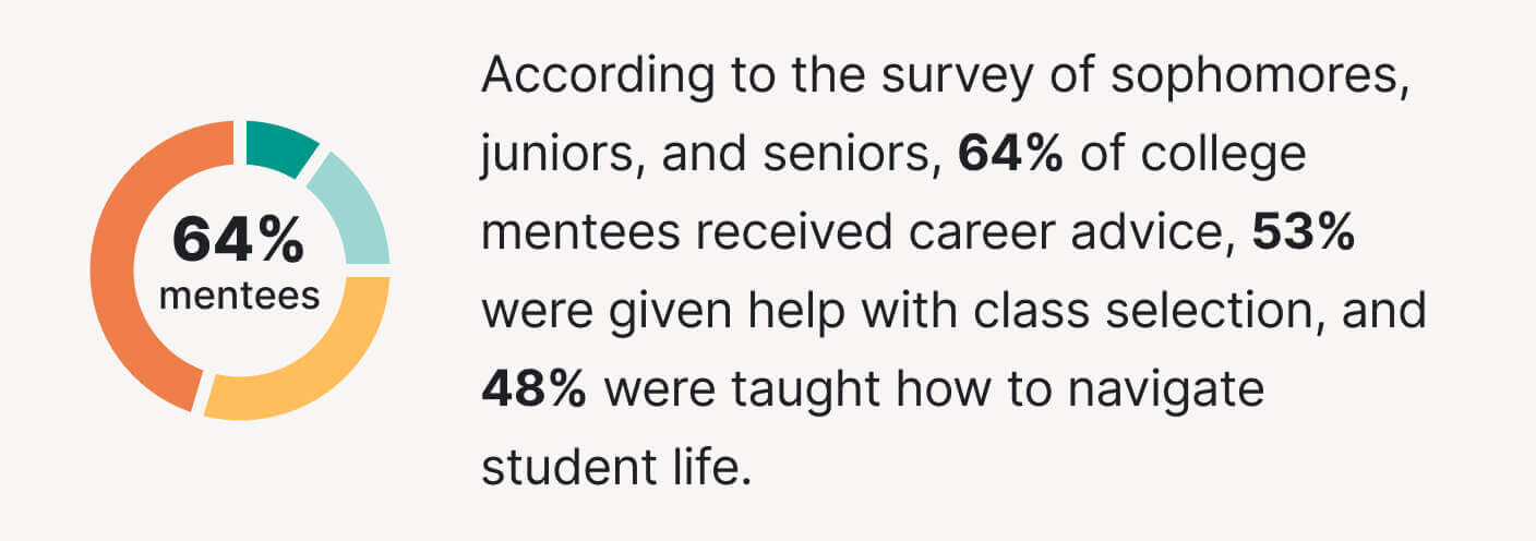 The picture shows statistics about the help mentors provide to students.