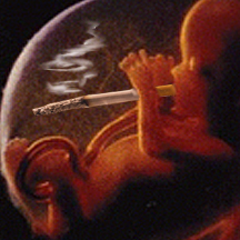 Baby smokes in the womb.