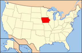 Locating of Iowa on the US map