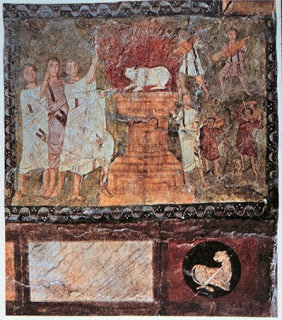 Elijah on Carmel: Dura Europos (245 CE) Courtesy of National Museum, Damascus, Syria