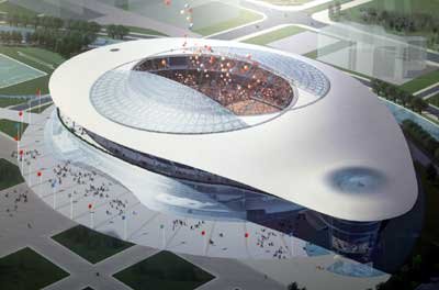 Photo of the stadium before roof plan