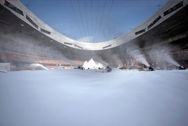 Artificial snow stadium