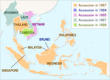Southeast Asian nations. Source: Asean-Japan Center: Establishment of ASEAN.