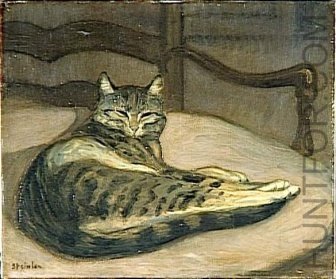 Chat sur un Fauteuil - painting cat
