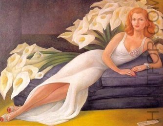 Portrait of Natasha - (The girl in the white dress on sofa and flowers)