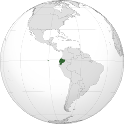 Position of Ecuador in the World Map.