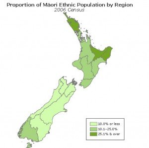 Proportion of Maori Ethnic Population by Region in 2006