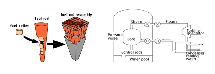 The above diagram illustrates the process by which nuclear fuel is generated from Uranium.