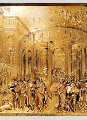 Ghiberti’s bronze doors at the Florence Baptistery that are golden in color.