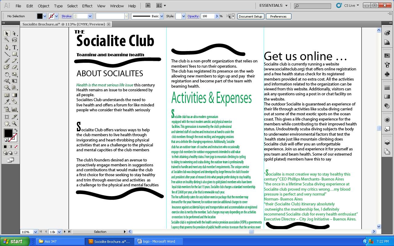 The Socialite club brochure paper.