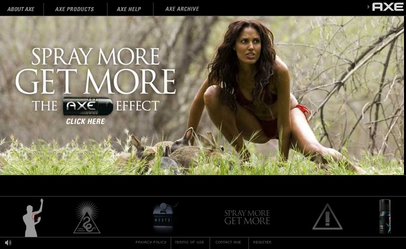AXE deodorant Advert - an image of a girl who looks disrupted and hunting for hares.